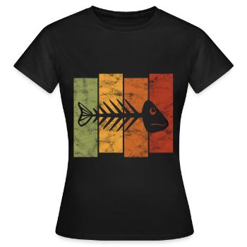 Arête de poisson pour les pêcheurs, les pêcheurs et les enfants | Poissons - T-shirt Femme - noir - Devant - AI Model Female 172 dark (172cm)