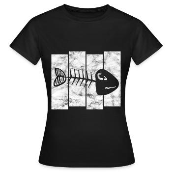 Arête de poisson pour les pêcheurs, les pêcheurs et les enfants | Poissons - T-shirt Femme - noir - Devant - AI Model Female 172 dark (172cm)