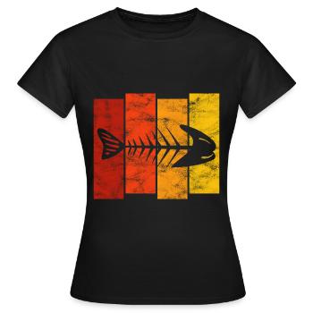 Arête de poisson pour les pêcheurs, les pêcheurs et les enfants | Poissons - T-shirt Femme - noir - Devant - AI Model Female 172 dark (172cm)