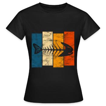Arête de poisson pour les pêcheurs, les pêcheurs et les enfants | Poissons - T-shirt Femme - noir - Devant - AI Model Female 172 dark (172cm)