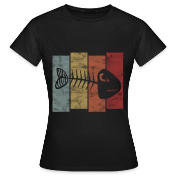Arête de poisson pour les pêcheurs, les pêcheurs et les enfants | Poissons - T-shirt Femme - noir - Devant - AI Model Female 172 dark (172cm)