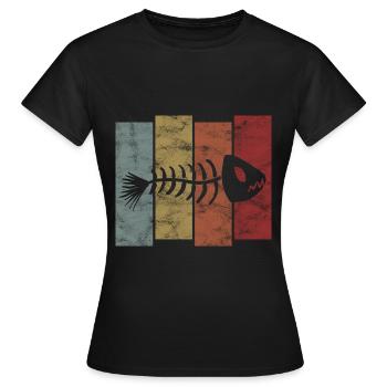 Arête de poisson pour les pêcheurs, les pêcheurs et les enfants | Poissons - T-shirt Femme - noir - Devant - AI Model Female 172 dark (172cm)
