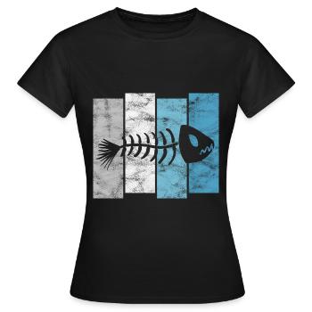 Arête de poisson pour les pêcheurs, les pêcheurs et les enfants | Poissons - T-shirt Femme - noir - Devant - AI Model Female 172 dark (172cm)