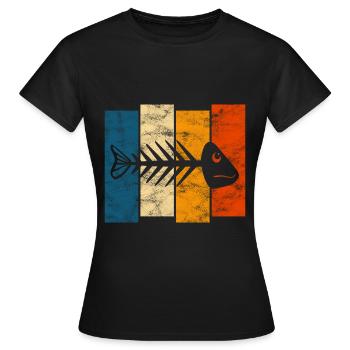 Arête de poisson pour les pêcheurs, les pêcheurs et les enfants | Poissons - T-shirt Femme - noir - Devant - AI Model Female 172 dark (172cm)
