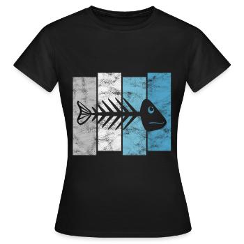 Arête de poisson pour les pêcheurs, les pêcheurs et les enfants | Poissons - T-shirt Femme - noir - Devant - AI Model Female 172 dark (172cm)