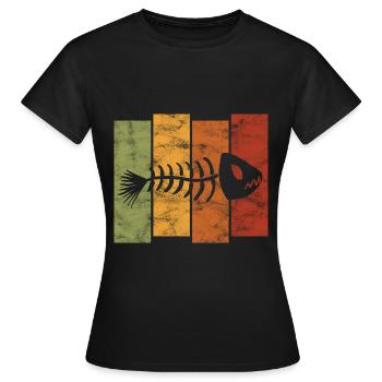 Arête de poisson pour les pêcheurs, les pêcheurs et les enfants | Poissons - T-shirt Femme - noir - Devant - AI Model Female 172 dark (172cm)