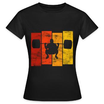Musculation Bodybuilder GYM Fitnessstudio Retro - T-shirt Femme - noir - Devant - AI Model Female 172 dark (172cm)