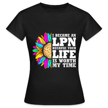 Infirmière Infirmière Infirmière - T-shirt Femme - noir - Devant - AI Model Female 172 dark (172cm)