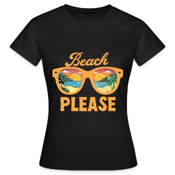 Plage S’il vous plaît Lunettes de soleil avec Mer Plage Heure d’été - T-shirt Femme - noir - Devant - AI Model Female 172 dark (172cm)