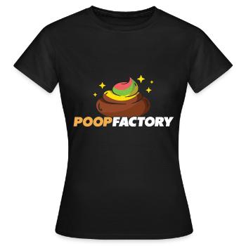 Kackhaufen-Fabrik - Poop-Factory - Frauen T-Shirt - Schwarz - Vorne - AI Model Female 172 dark (172cm)