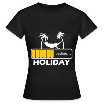 Holiday Loading - Strand Urlaub Reise Strandurlaub - Frauen T-Shirt - Schwarz - Vorne - AI Model Female 172 dark (172cm)