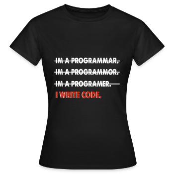 Coder coder funny gift - Women's T-Shirt - black - Front - AI Model Female 172 dark (172cm)