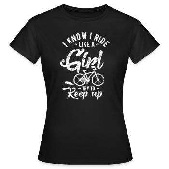 Fahrrad Girl Mädchen Bike Frau Radfahren Geschenk - Frauen T-Shirt - Schwarz - Vorne - AI Model Female 172 dark (172cm)