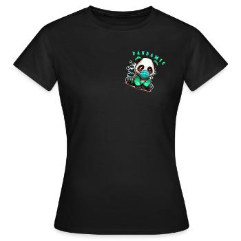 Panda-Pandamic Mignon assis - T-shirt Femme - noir - Devant - AI Model Female 172 dark (172cm)