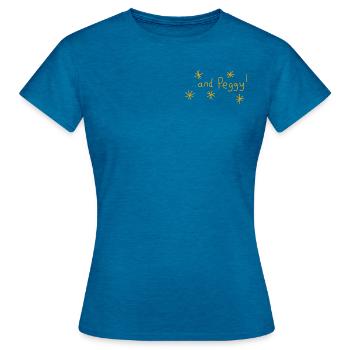 ... et Peggy! - T-shirt Femme - bleu saphir antique chiné - Devant - AI Model Female 172 dark (172cm)
