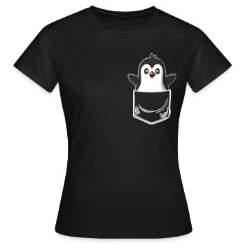Poche de poche de poitrine de pingouin - T-shirt Femme - noir - Devant - AI Model Female 172 dark (172cm)
