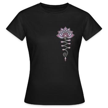 Lotus Lotusblüte Lotusblume - Frauen T-Shirt - Schwarz - Vorne - AI Model Female 172 dark (172cm)