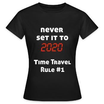 Voyage dans le temps Corona 2020 disant Retour vers le futur - T-shirt Femme - noir - Devant - AI Model Female 172 dark (172cm)