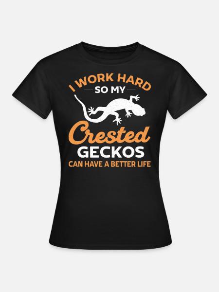 Kronengecko Crested Gecko Doppelfingergecko - Frauen T-Shirt - Schwarz