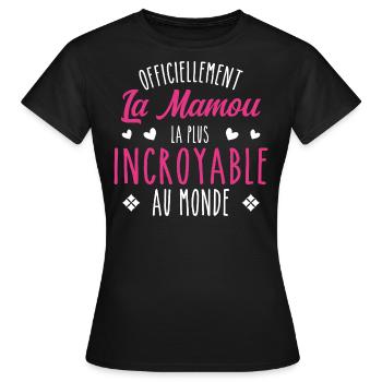 Officiellement La Mamou Incroyable - T-shirt Femme - noir - Devant - AI Model Female 172 dark (172cm)