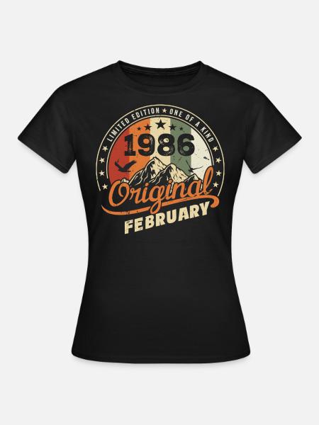 Nacido en Febrero 1986 Retro Febrero 1986 Cumpleaños - Camiseta mujer - negro