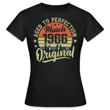 Retro März 1966 Geschenk März 1966 Geboren März 1966 - Frauen T-Shirt - Schwarz - Vorne - AI Model Female 172 dark (172cm)