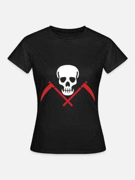 Totenkopf mit Sichel - Frauen T-Shirt - Schwarz