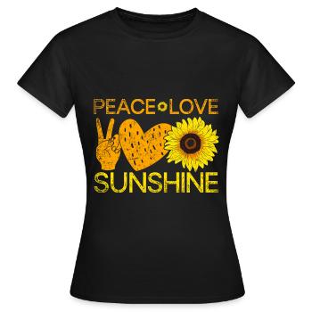 Hippie Peace Love Sonnenschein Sonnenblume - Frauen T-Shirt - Schwarz - Vorne - AI Model Female 172 dark (172cm)