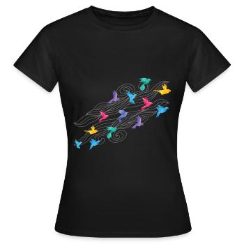 Bricolage papier grue plis en papier origami - T-shirt Femme - noir - Devant - AI Model Female 172 dark (172cm)
