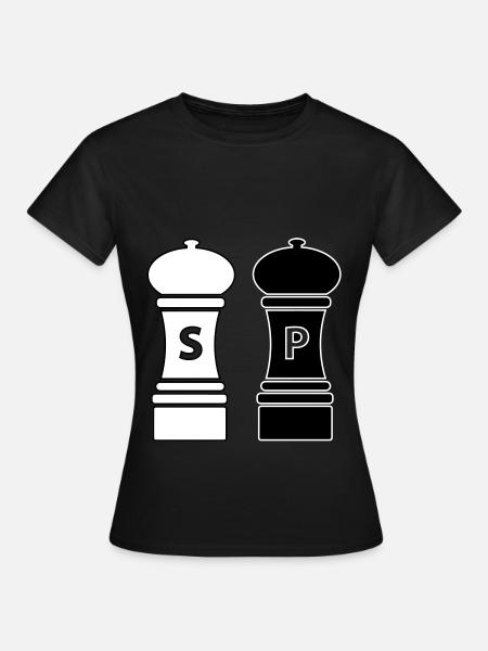 Koken cadeau-idee zout en peper shaker - Vrouwen T-shirt - zwart