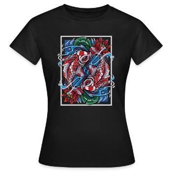 Koi Carpes Poissons japonais - T-shirt Femme - noir - Devant - AI Model Female 172 dark (172cm)