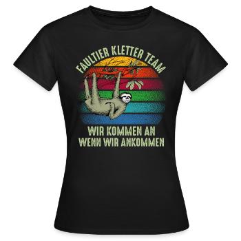 Faultier Kletter Team Boulderer Bouldern - Frauen T-Shirt - Schwarz - Vorne - AI Model Female 172 dark (172cm)