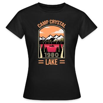 Camp Crystal Lake 1980 Halloween - Frauen T-Shirt - Schwarz - Vorne - AI Model Female 172 dark (172cm)