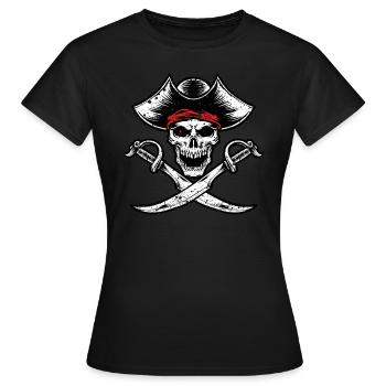 Piraten Totenkopf Freibeuter Pirat - Frauen T-Shirt - Schwarz - Vorne - AI Model Female 172 dark (172cm)