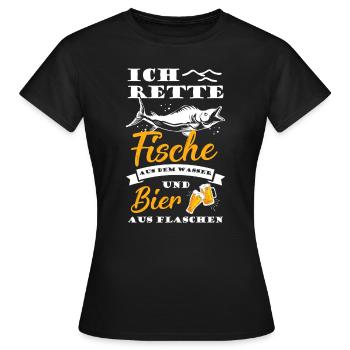 Ich Rette Fische Aus Dem Wasser Bier Aus Flaschen - Frauen T-Shirt - Schwarz - Vorne - AI Model Female 172 dark (172cm)