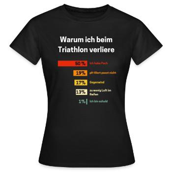 Warum ich beim Triathlon verliere Triathlon - Frauen T-Shirt - Schwarz - Vorne - AI Model Female 172 dark (172cm)
