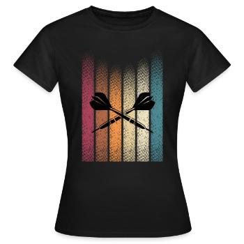 Retro Dartturnier Darter Dartpfeile Dartscheibe - Frauen T-Shirt - Schwarz - Vorne - AI Model Female 172 dark (172cm)