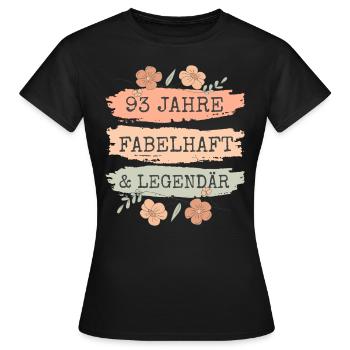 93. Geburtstag Geschenk 93 Jahre Frau - Frauen T-Shirt - Schwarz - Vorne - AI Model Female 172 dark (172cm)