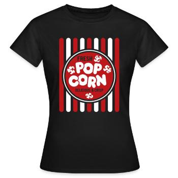 Frisches Popcorn - knusprig & lecker - Geschenk - Frauen T-Shirt - Schwarz - Vorne - AI Model Female 172 dark (172cm)