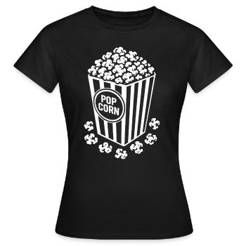 Frisches Popcorn - knusprig, lecker - Geschenk - Frauen T-Shirt - Schwarz - Vorne - AI Model Female 172 dark (172cm)