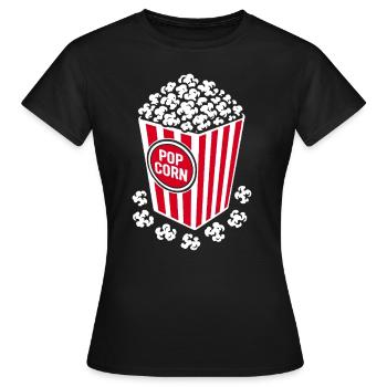 Frisches Popcorn - knusprig, lecker - Geschenk - Frauen T-Shirt - Schwarz - Vorne - AI Model Female 172 dark (172cm)