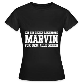 Marvin Name Design - Frauen T-Shirt - Schwarz - Vorne - AI Model Female 172 dark (172cm)