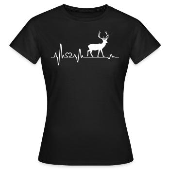 Herzschlag Hirsch EKG Rothirsch - Frauen T-Shirt - Schwarz - Vorne - AI Model Female 172 dark (172cm)