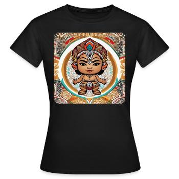 Mystischer Schamane - Frauen T-Shirt - Schwarz - Vorne - AI Model Female 172 dark (172cm)
