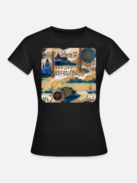 Playful ornament nature and music - Women's T-Shirt - black