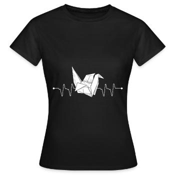 Plis de papier Grue Puls Fréquence Origami - T-shirt Femme - noir - Devant - AI Model Female 172 dark (172cm)