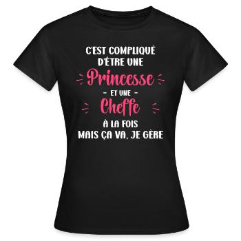 Princesse Cheffe - T-shirt Femme - noir - Devant - AI Model Female 172 dark (172cm)