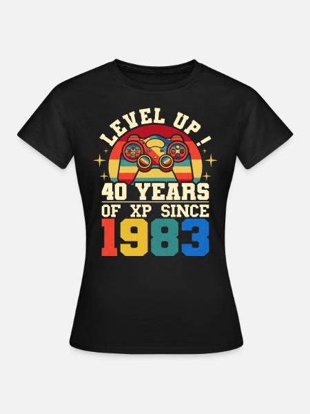 Niveau 40 1983 Anniversaire Gamer 40 ans - Dame-T-shirt - sort