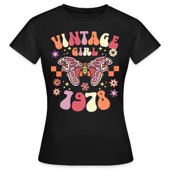 Groovy Et Rétro 1978 Femme 45 Ans Anniversaire - T-shirt Femme - noir - Devant - AI Model Female 172 dark (172cm)