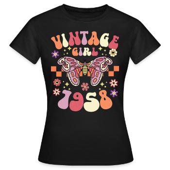 Groovy Et Rétro 1958 Femme 65 Ans Anniversaire - T-shirt Femme - noir - Devant - AI Model Female 172 dark (172cm)